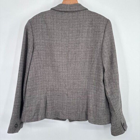 Talbots Italian Woven wool blend Womens Blazer Jacket Gray Tweed Size 12 - Picture 10 of 11